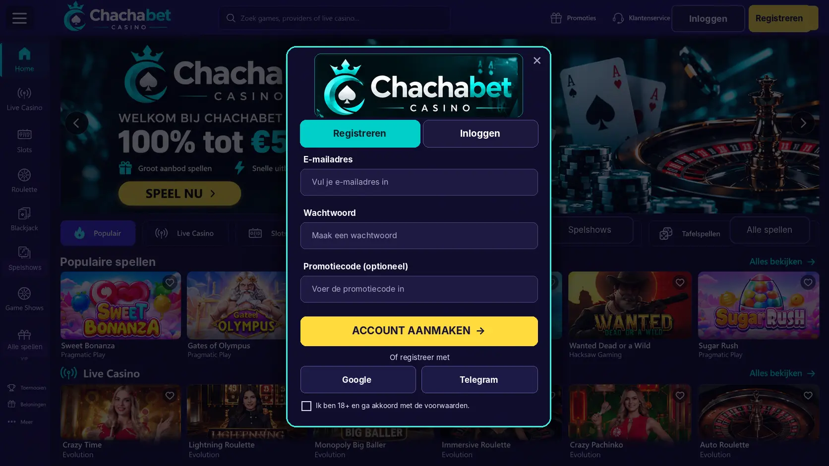 Chachabet Casino Gids Nederland: Games, Live Casino en Uitbetaling image 2